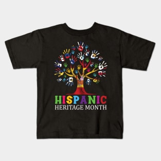 National Hispanic Heritage Month Hand Flag Tree Roots Latino Kids T-Shirt
